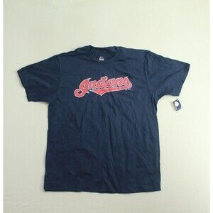 Cleveland Indians Men Blue Tee Shirt Majestic Size XL